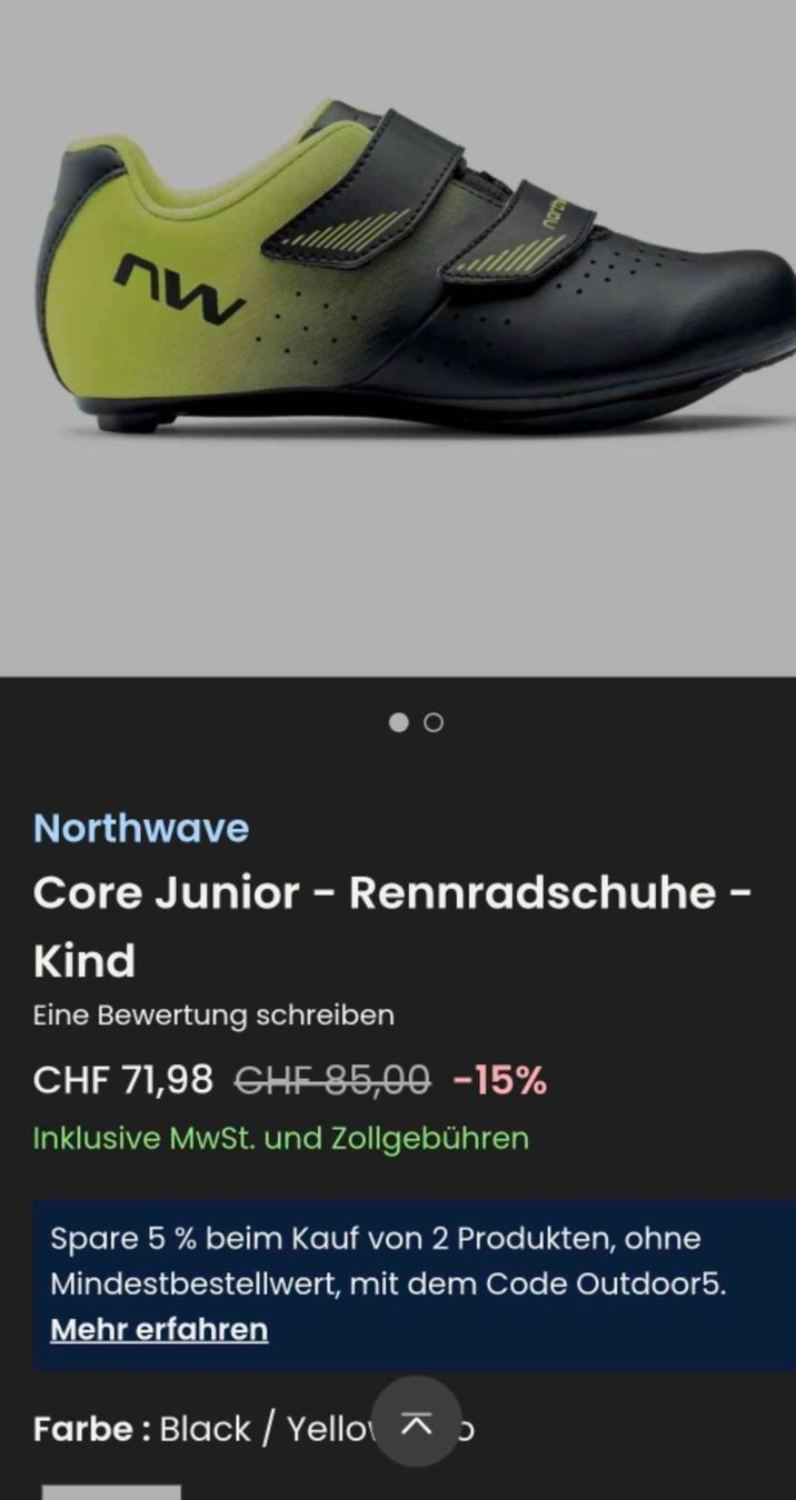 Northwave Scarpe da uomo: Northwave Core Junior, chaussures vélo enfant, taille 33 – Nuovo e nell'imballaggio originale da Baulmes venduto da cel_y9dm 2