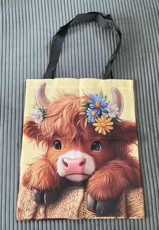 Süsse Highland Kuh Tasche mit Blumenkranz 🌸 neu
