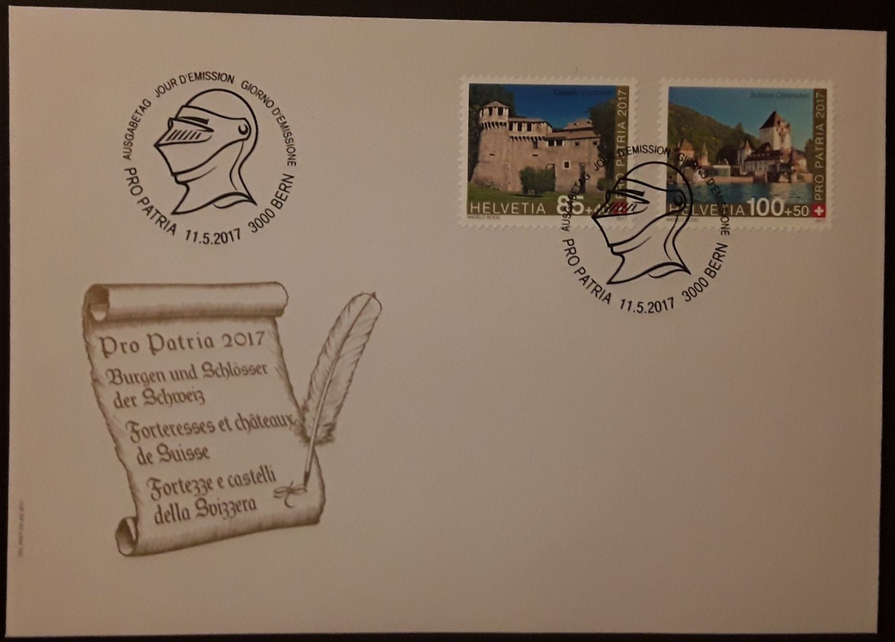 Tutti i francobolli: 2013-2017: Pro Patria 5  FDC ungelaufen – Usato da Walperswil venduto da Tcheidi 2