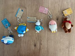 Neu! Suesse XiamenAir Pluesch Tierli / Keychain, 5 Stueck