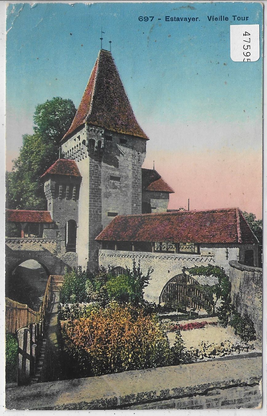 Cartoline postali: Estavayer - Vieille Tour - Litho – Usato da Ettingen venduto da Kartenplanet