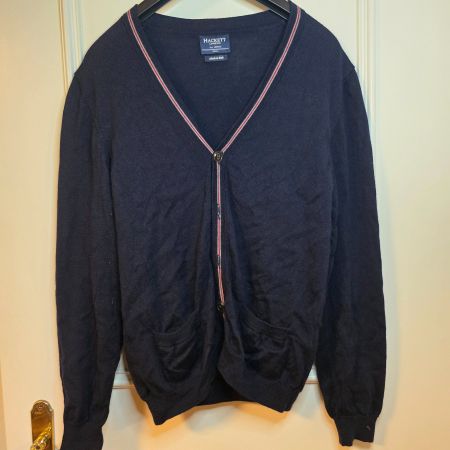 Hackett London Herren Cardigan 100% Merino Wolle S