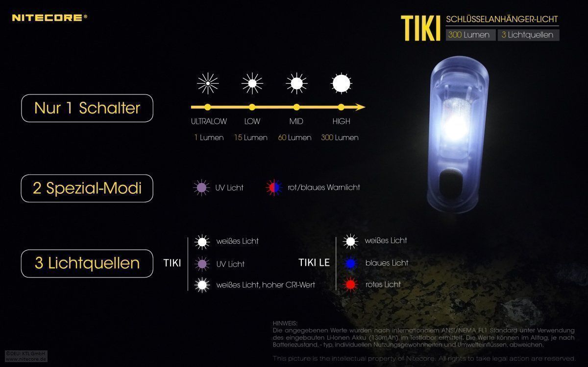 NiteCore Lampen: Nitecore TIKI Schlüsselbundlampe mit UV – Neu und originalverpackt aus Grüningen von Prolumin 6