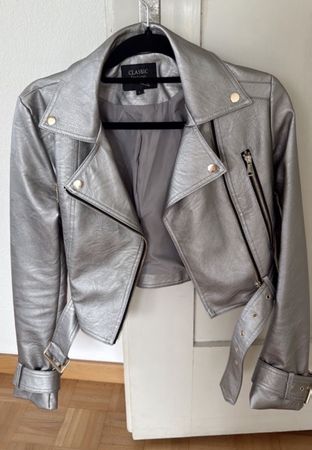 Classic Lederjacke Silber Grösse L