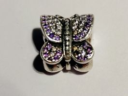 Pandora Charm Schmetterling Silber lila Zirkonia