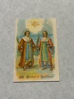 Antikes, kleines Andachts- Heiligenbild, Cosma e Damiano
