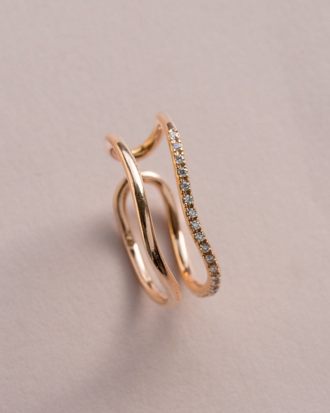 Anelli: 18ct rose-gold ring set with diamonds double band effect – Usato da Genève venduto da Prometheus_Watches 4