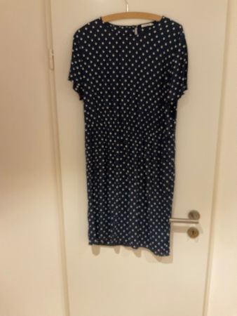 Sommerkleid mit Polka Dots, Gr. 42 dunkelblau mit weissen...
