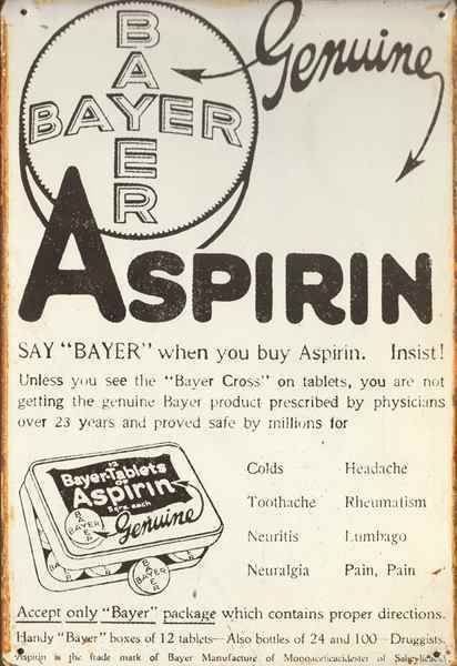 Ecriteaux: Rusty Blechschild-BAYER GENUINE ASPIRIN – Neuf avec emballage d'origine à Rupperswil par big-one-sale