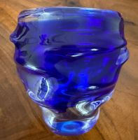 dickwandige, schwere, blaue, wunderschöne Glas-Vase
