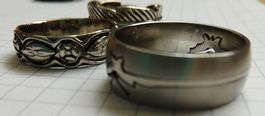 Edelstahl Puzzle Ring + 2 Vintage Mode Schmuck Ringe
