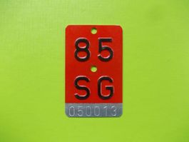 Velonummer / Fahrradnummer SG 85