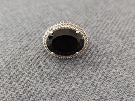 Élégante Bague Cocktail – Argent 925 & Onyx, Taille 52!