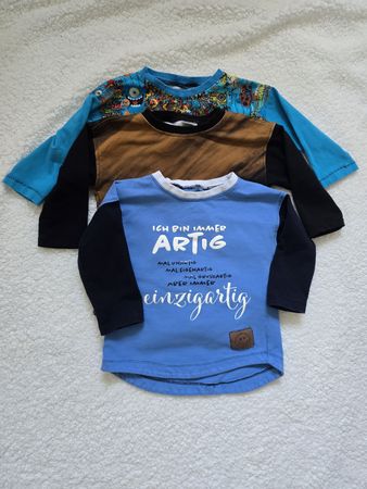 Selbstgenähtes Langarmshirt Set Gr 74 – Blau Braun Jersey