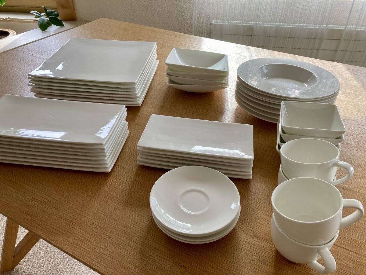 Manor Set di piatti: Geschirrset 48teilig in eleganter Eckform - weiss – Usato da Niederuzwil venduto da Princess5 1