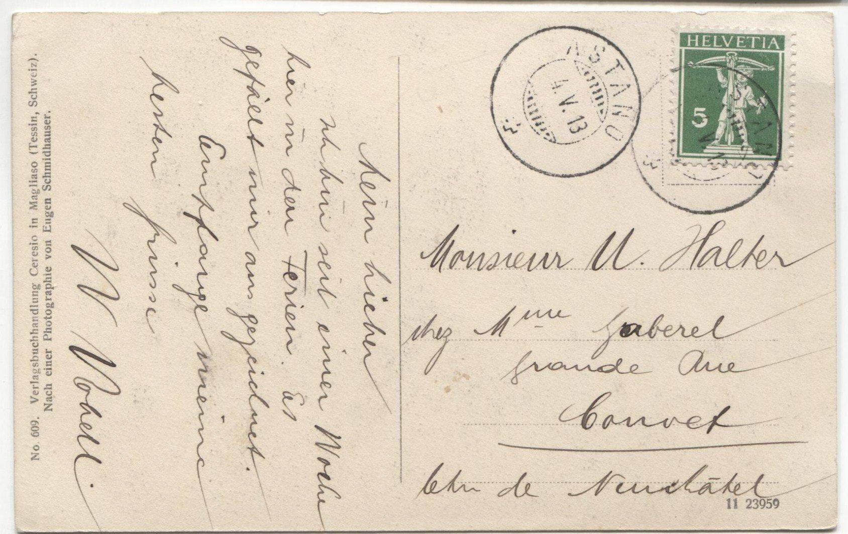 Ansichtskarten: ASTANO TI 1918 Posta - Photographie Eugen Schmidhauser – Gebraucht aus Wil SG von Clanx 1