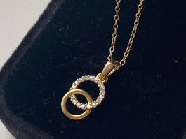 Silber 925 Vergoldet Hoop Halskette Zirconia