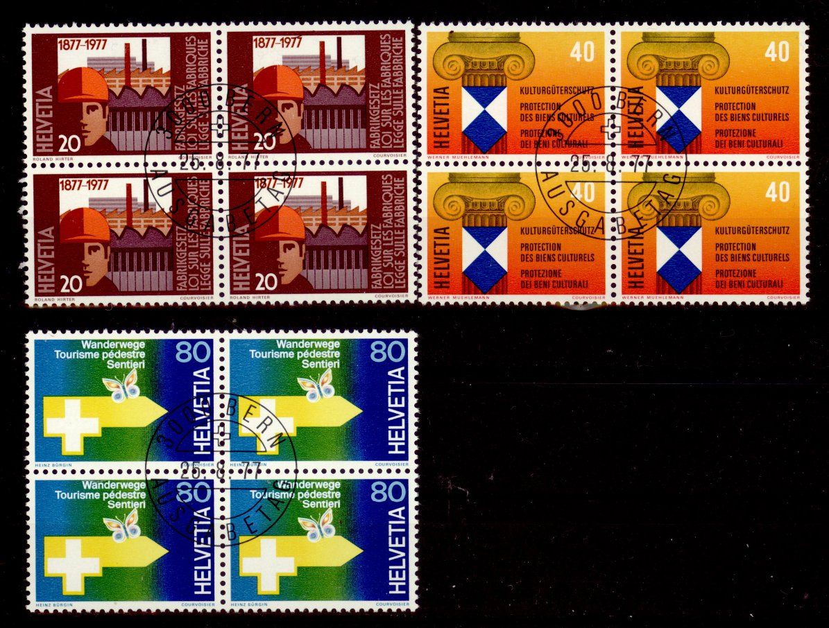 Tutti i francobolli: 1977, Sonderpostmarken, Viererblöcke, ET – Usato da Willisau venduto da Vollstempel