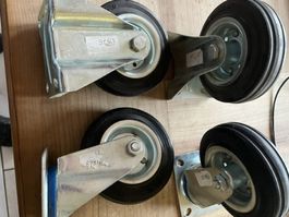 Rollen neu 2 x Bockrollen 2 x Drehrollen Bauhöhe 16 cm