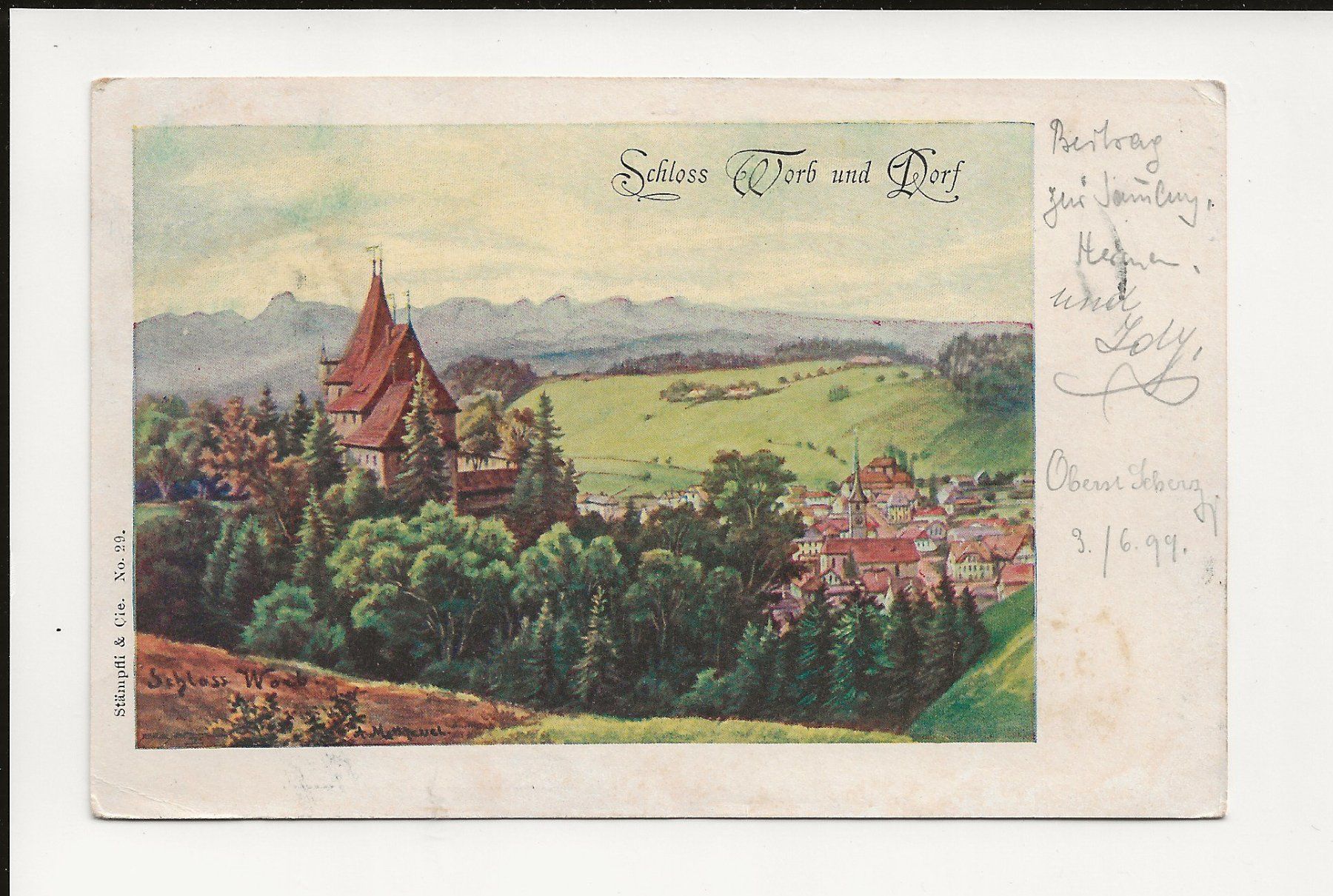 Cartoline postali: AK 1899 Schloss Worb und Dorf – Usato da Greifensee venduto da 315WDO