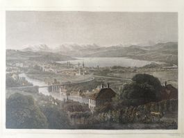 Um 1865 Zürich von der Weid aus gesehen