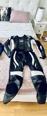 PROBIKER Lederkombi 2-teilig Schwarz/Weiss  Gr.S