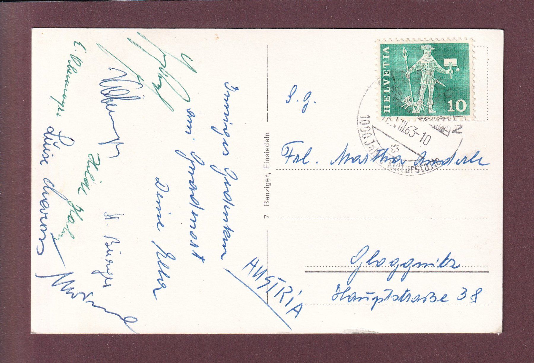 Ansichtskarten: EINSIEDELN - Kloster - 1963 – Gebraucht aus Pully von nicecards 1