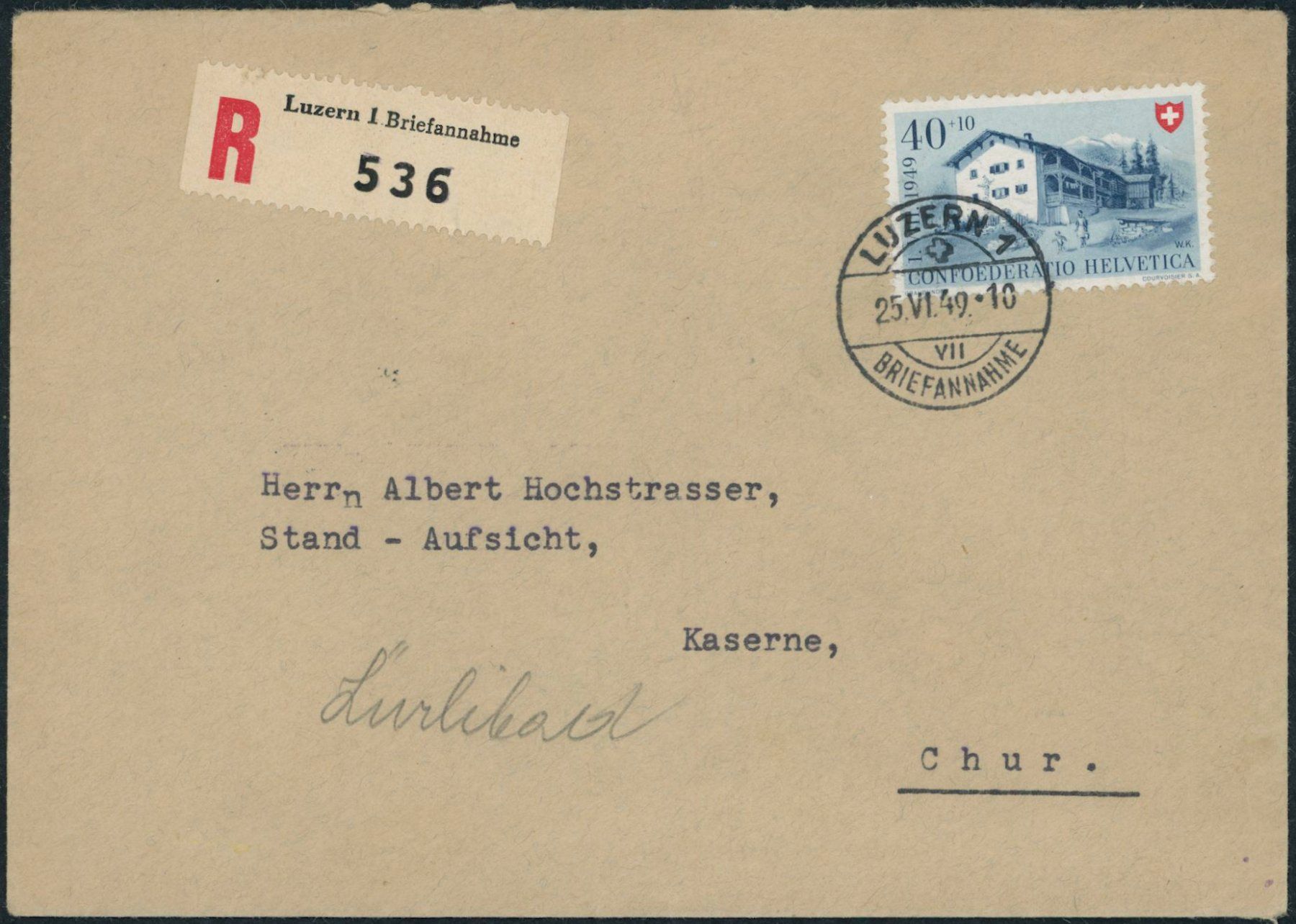 Tutti i francobolli: 1949 - Pro Patria - Brief - EF – Usato da Schindellegi venduto da leecollect