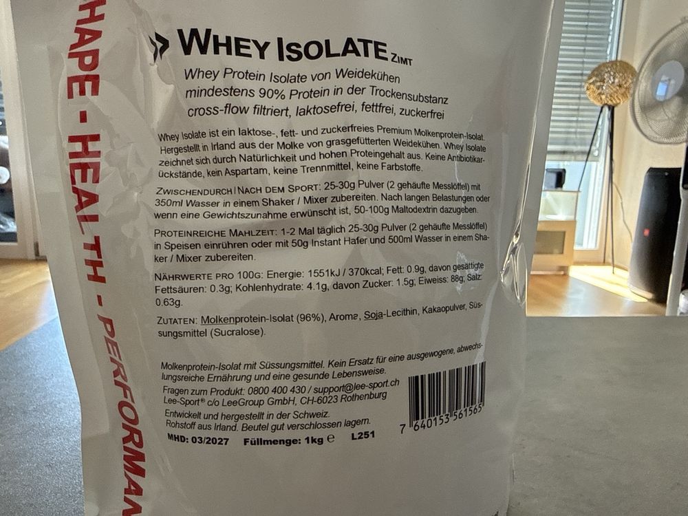 Lee-Sport Whey Isolate zimt, 1kg (Neu und originalverpackt) in ...