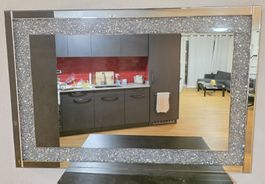 Wandspiegel mit Glitzerrahmen silber rechteckig