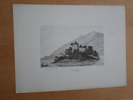Originale Grafik Schwanau Kt. Schwyz von F. Küpfer, Rarität!