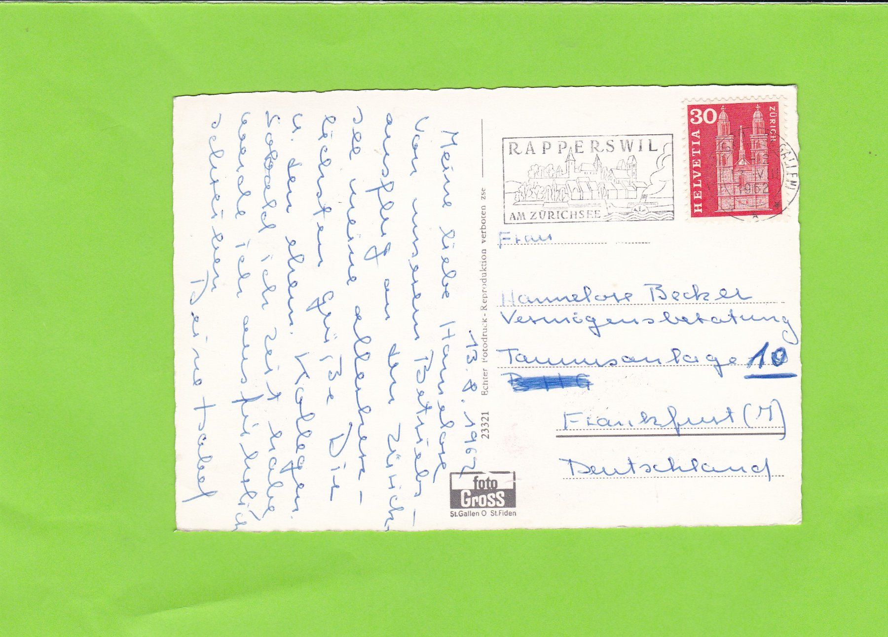 Cartoline postali: Rapperswil SG – Usato da St. Peterzell venduto da neckertal 1