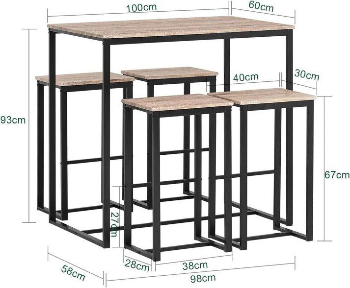 Tischset: Bartisch mit 4 Hockern Bartisch Set Stehtisch 5-teilig Holz – Neu und originalverpackt aus Kreuzlingen von DealBlitz 1