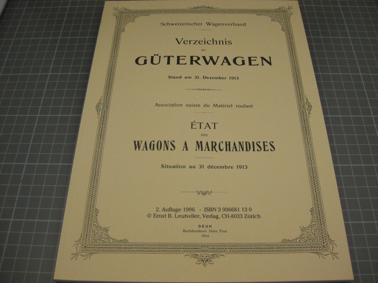 Livres: Verzeichnis der Güterwagen 1913 – Neuf (Voir description) à Malters par Marosko