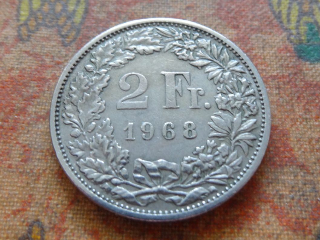 Tutti le monete: 2 Fr. 1968  Sans/Ohne  "B"  (A) – Usato da Romanel-sur-Lausanne venduto da Swift13