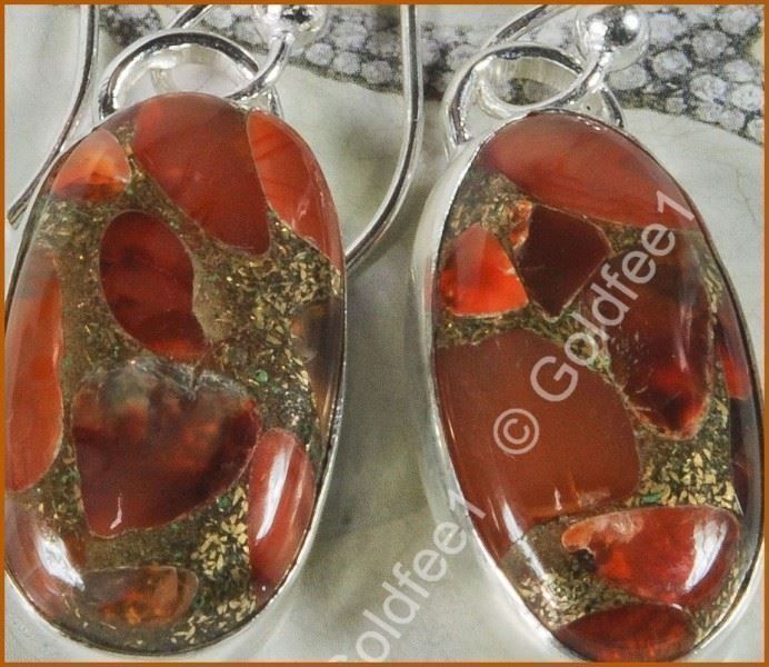 Orecchini pendenti & Orecchini a lobo: Karneol Kupfer Cabochon Ohrhänger 925 Silber – Nuovo e nell'imballaggio originale da Oberglatt ZH venduto da Goldfee1 1