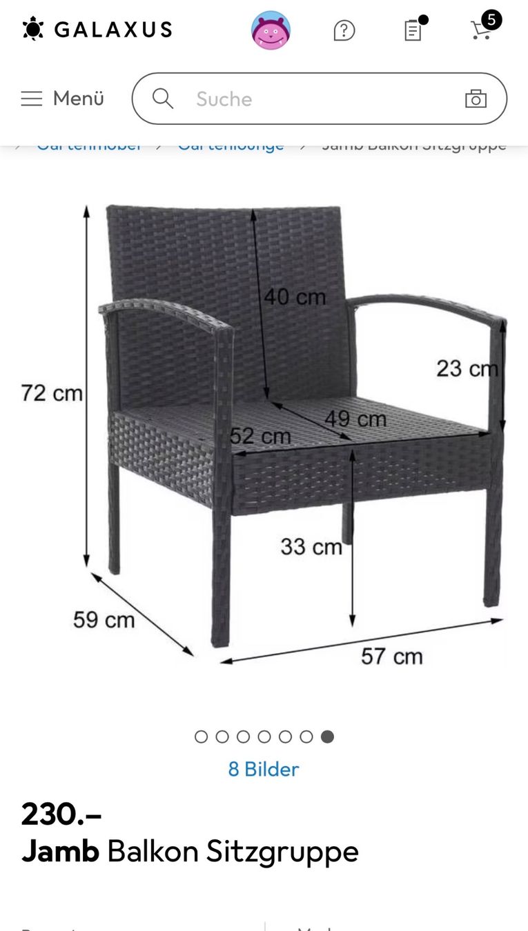 Poltrone: Balkon-Set Rattanoptik grau mit Polstern – Usato da Oberengstringen venduto da SaGi19 3