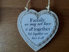 Herz Deko, Anhänger, Shabby, Family, Familie ca. 15 x 15 cm