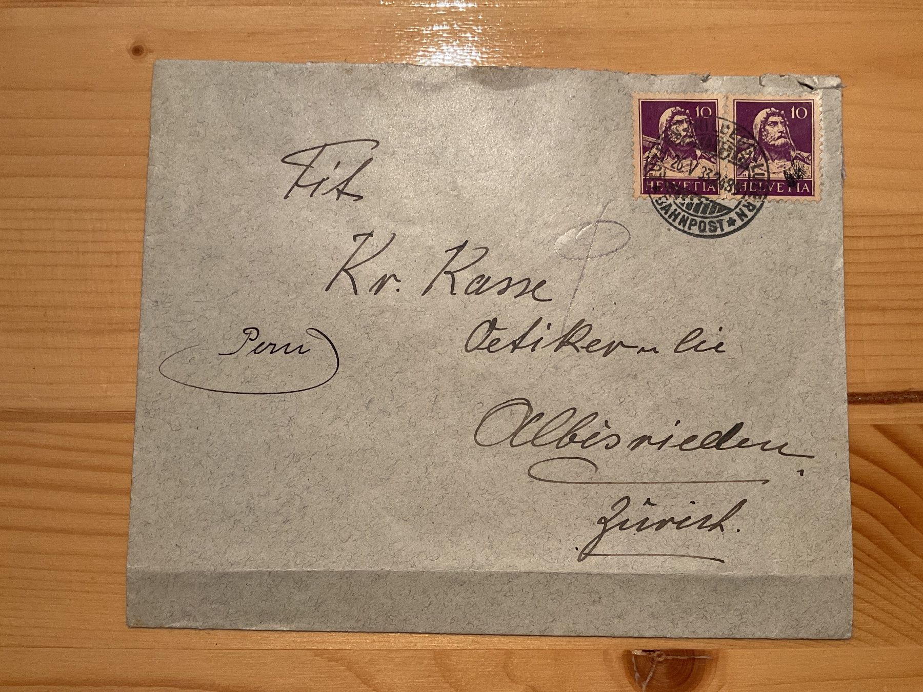 Tutti i francobolli: 1933 20 Rp. Beleg mit Bahnpoststempel Lu - Wildegg - Lu – Usato da Rheinfelden venduto da ricci62
