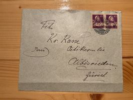 1933 20 Rp. Beleg mit Bahnpoststempel Lu - Wildegg - Lu