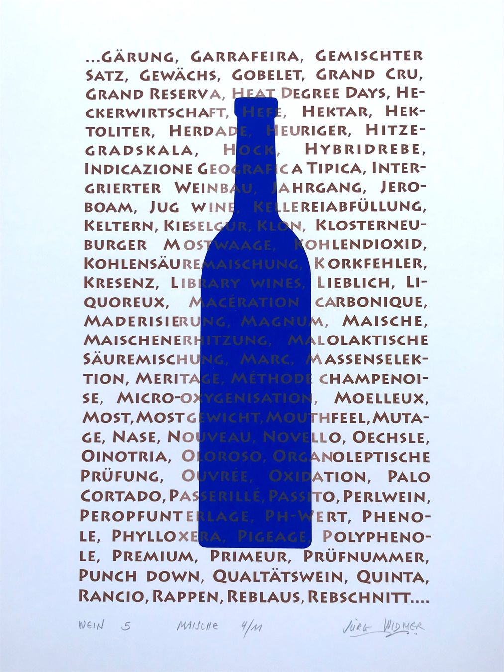 Poster & Bilder: Artwine 5, Jürg Widmer, Siebdruck – Neu und originalverpackt aus Seltisberg von quadartswiss
