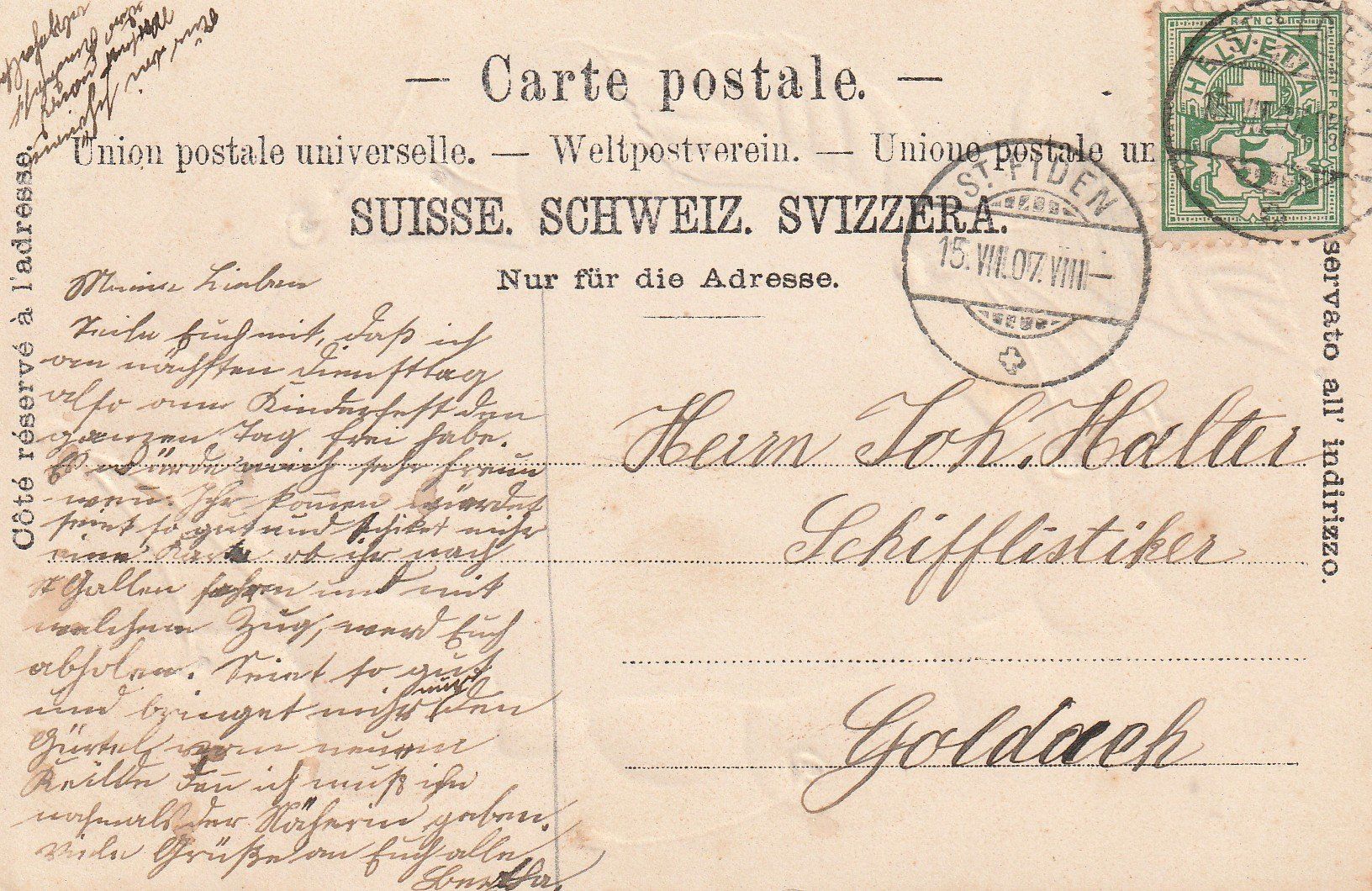 Cartoline postali: St. Gallen Sitterbrücke – Usato da Rorschacherberg venduto da fratovi2 1
