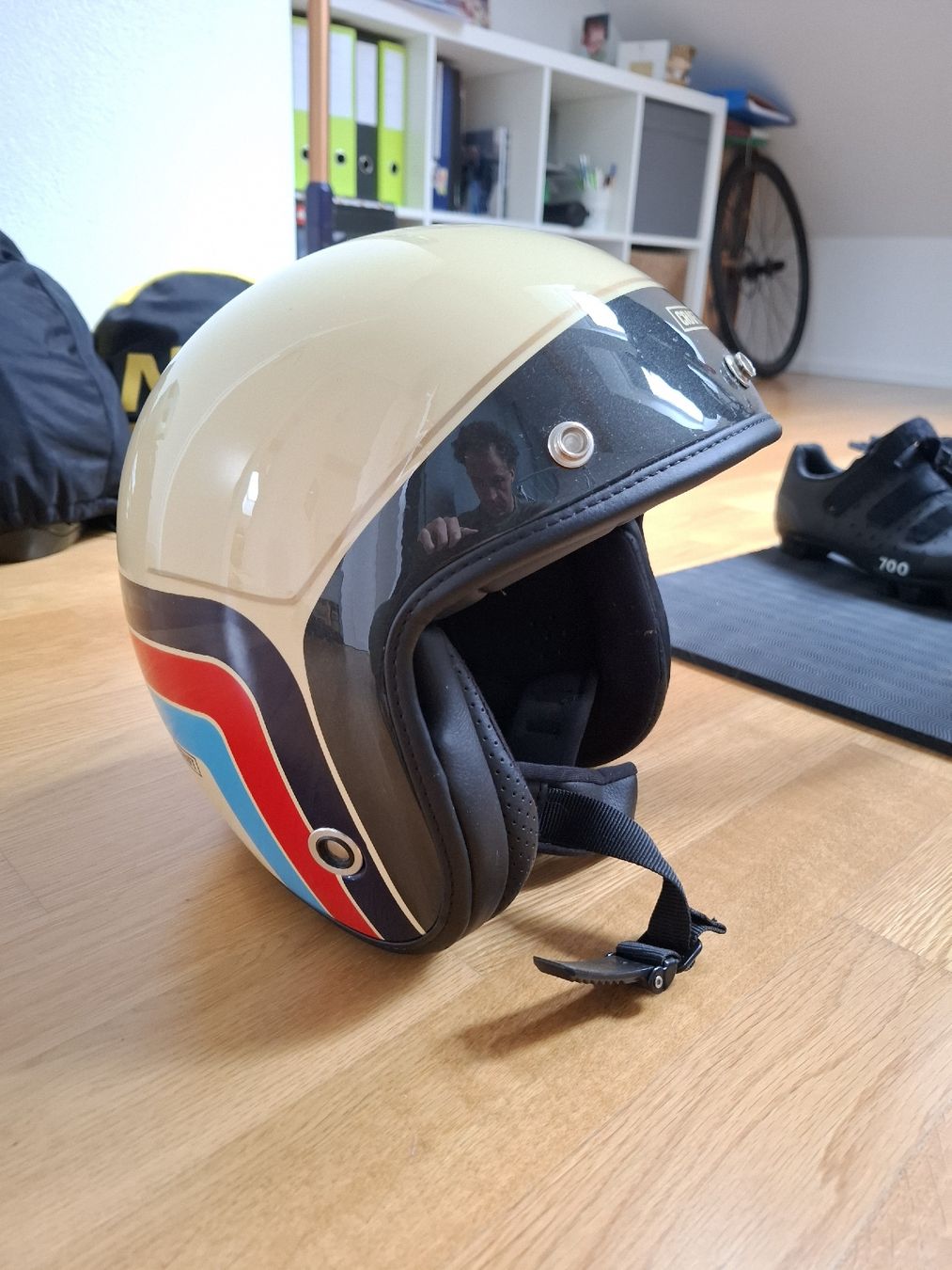 Casque jet moto Craft vintage beige avec visière intégrée (Gebraucht ...