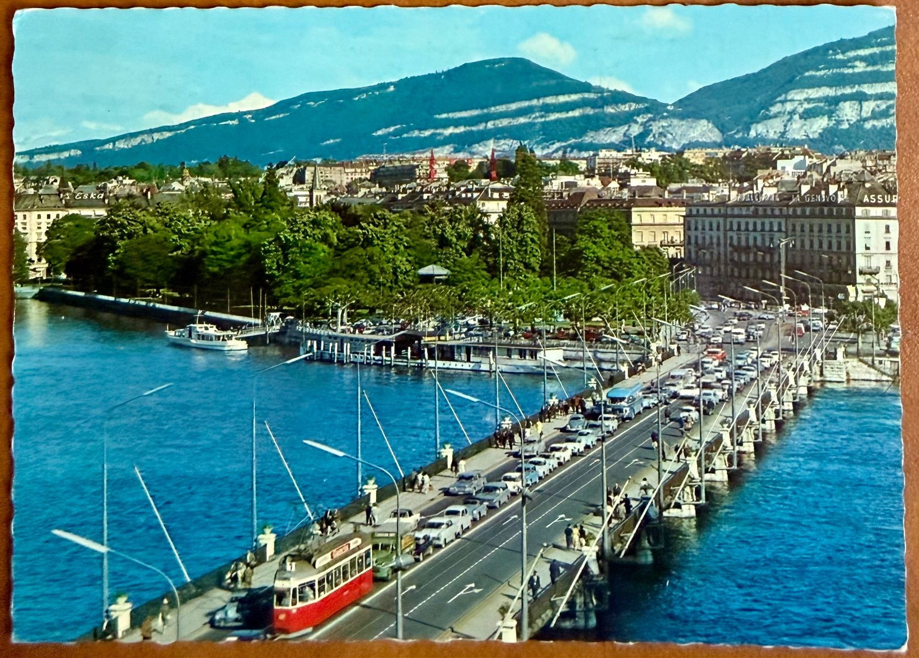 Cartoline postali: Genève - Tram sur pont du Mt Blanc – Usato da Lutry venduto da Ediego