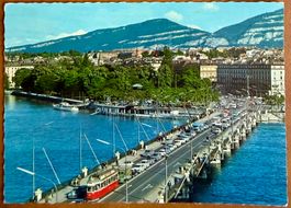 Genève - Tram sur pont du Mt Blanc