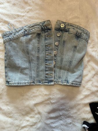Top bustier en jean d'été - Taille S - Prêt pour la plage!