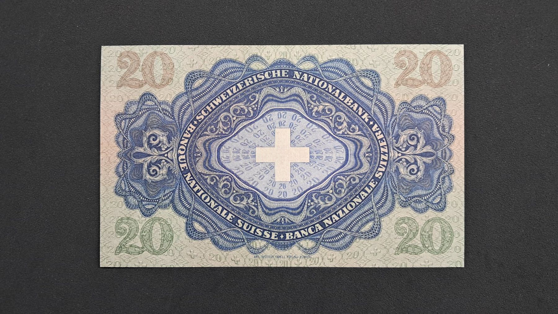 Banconote: Schweiz 20 Franken 1942  Unc – Nuovo e nell'imballaggio originale da Lufingen venduto da E-Auktion 1