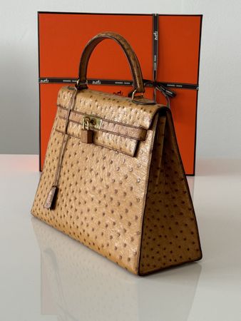 Hermès Kelly Bag 32 🦃Ostrich Leder Gold Hardware Top!😍