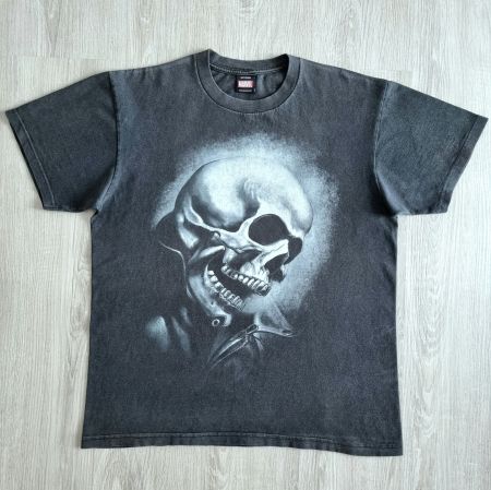 Vintage MARVEL MAD ENGINE Shirt L Ghost Rider Skull Movie