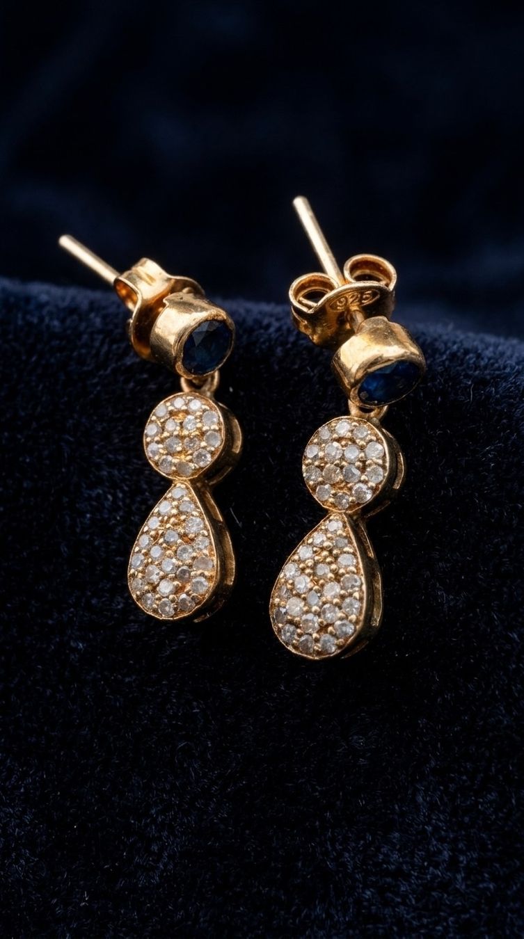 Orecchini pendenti & Orecchini a lobo: Boucles d'oreilles saphirs diamants – Nuovo e nell'imballaggio originale da St-Maurice venduto da Sandrinette123